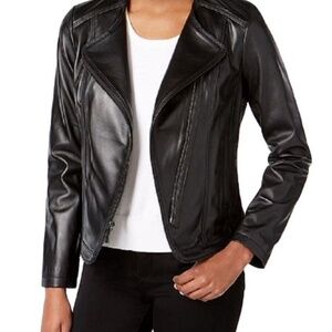 Michael Kors black leather moto jacket